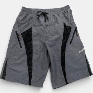 Santic Men's Mountain Bike Cycling Shorts Gray Black Padded Loose Fit XL